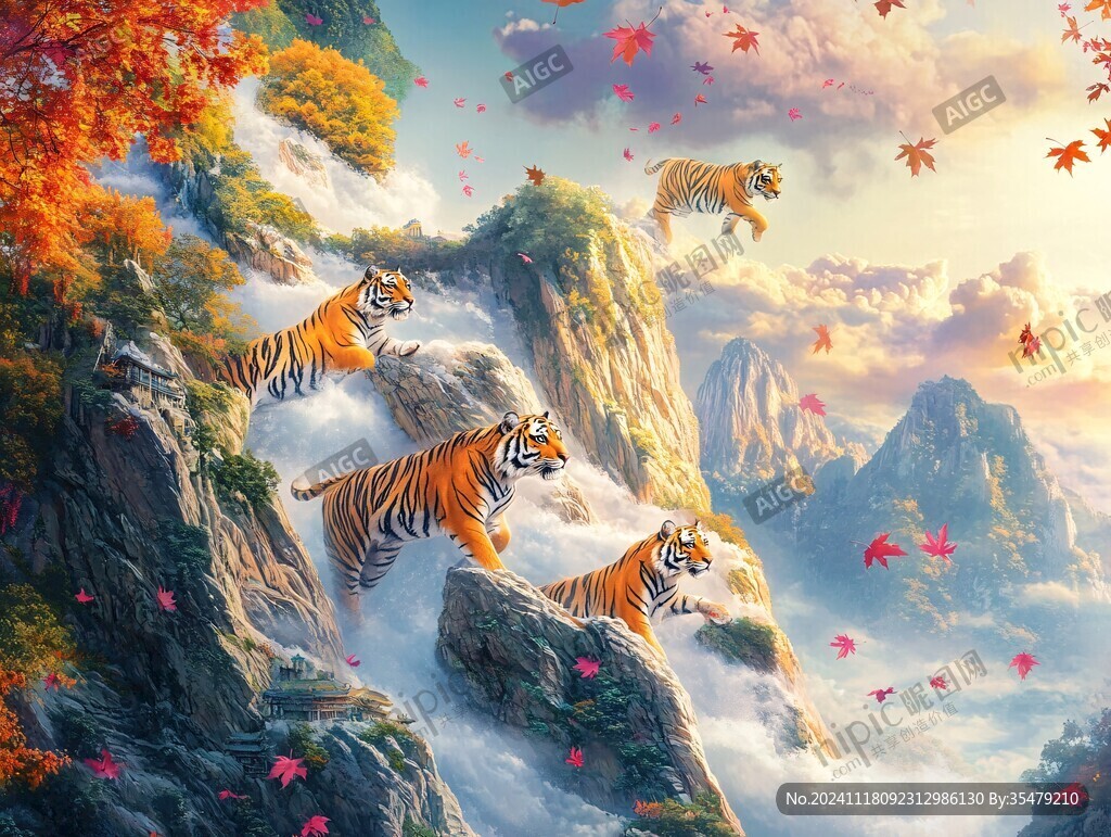高清群虎图