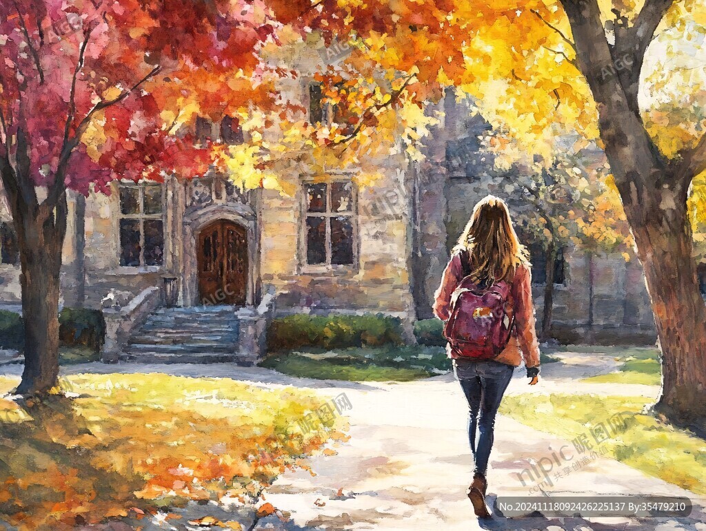普林斯顿大学插画水彩