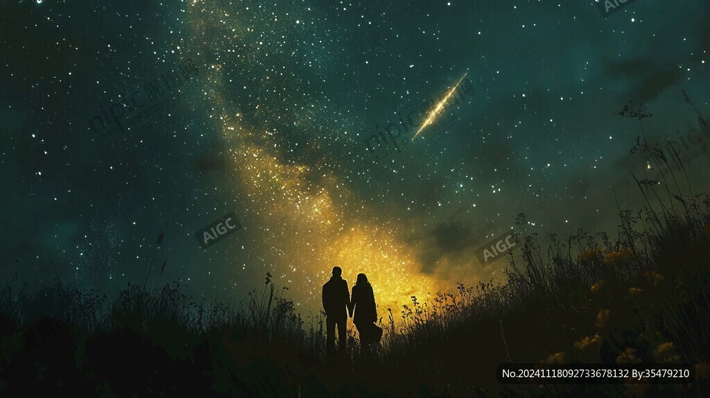 情侣看流星雨