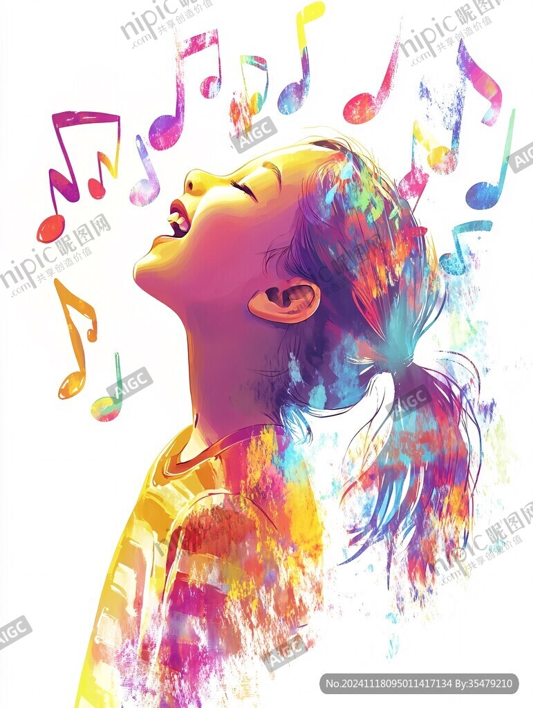 女歌手插画