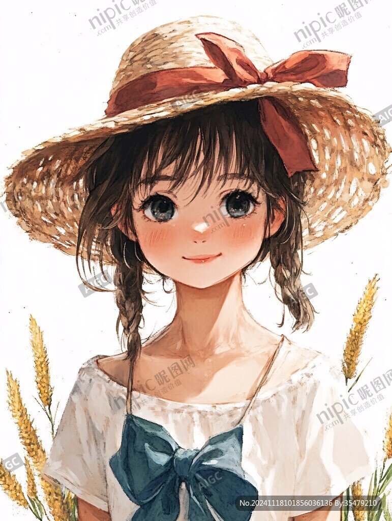 戴草帽少女