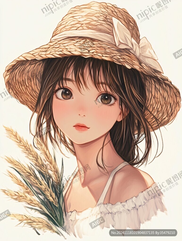 戴草帽少女