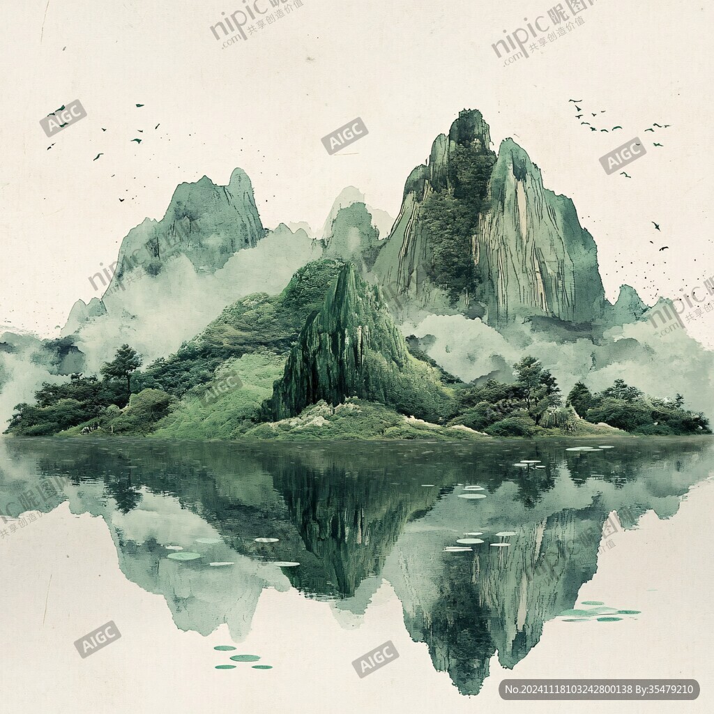 山水仙境插画