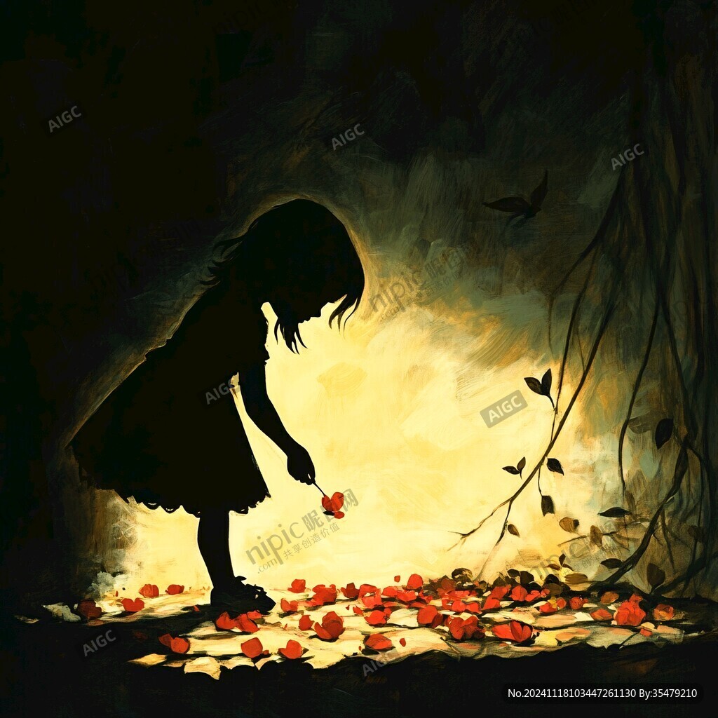 孤单的小女孩插画