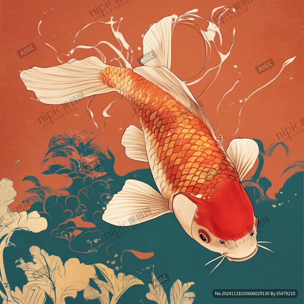 锦鲤转运插画