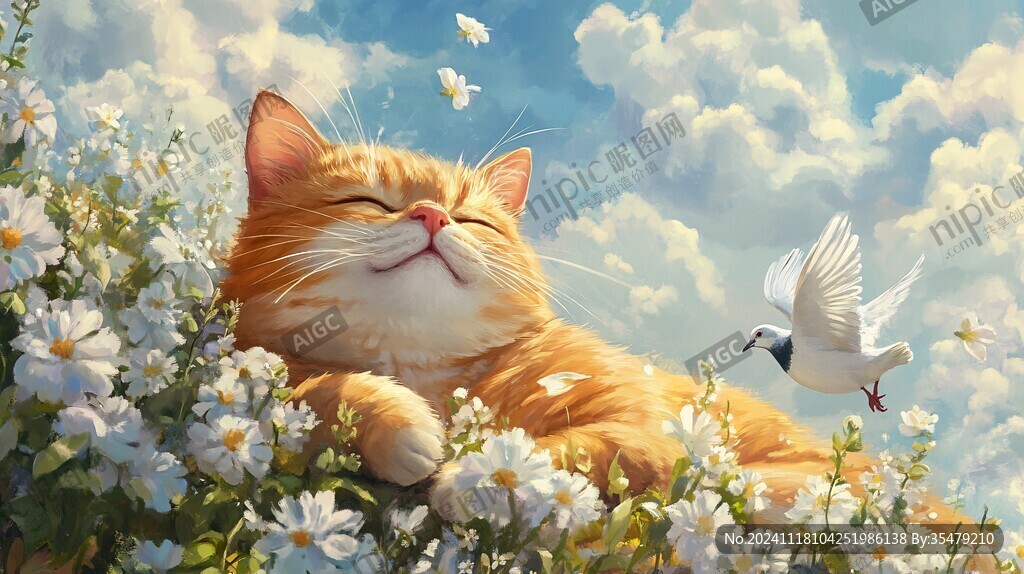 春季手绘猫咪