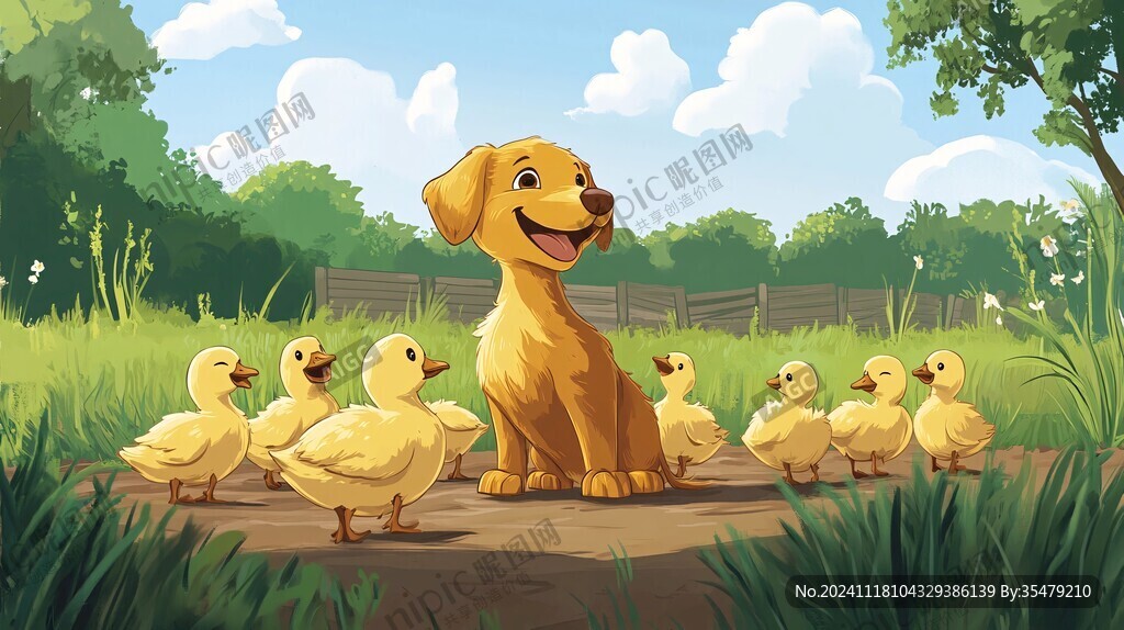 金毛犬插画