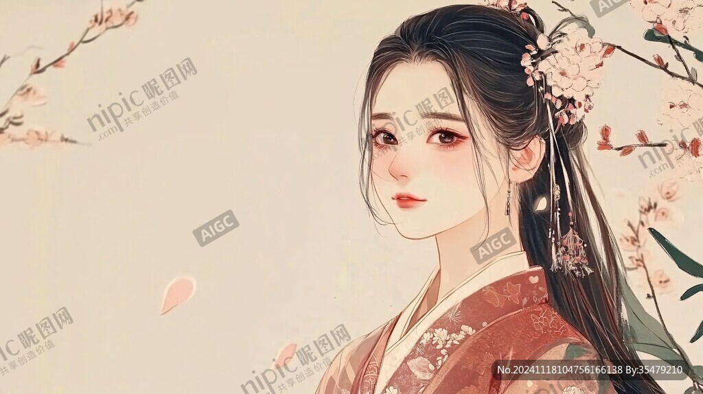 古风美女头像插画封面