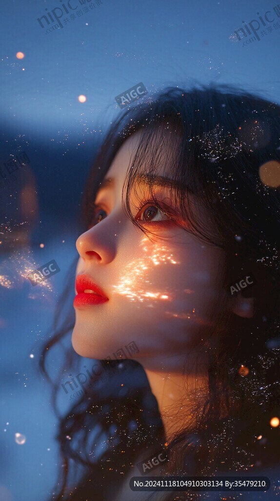 梦幻唯美蓝色系少女