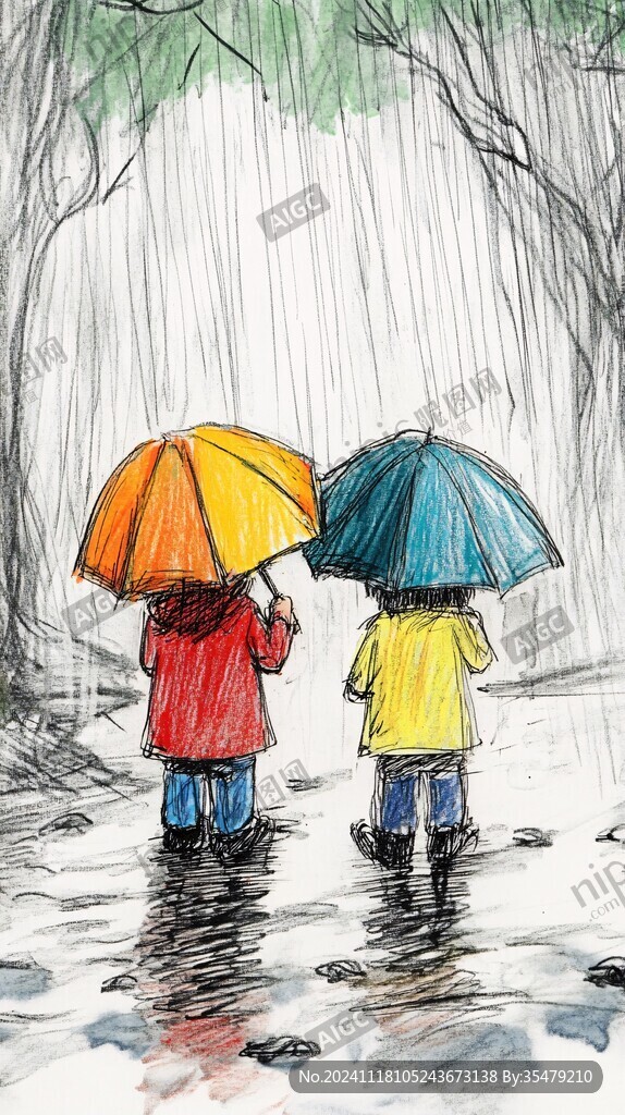 雨中的两个人