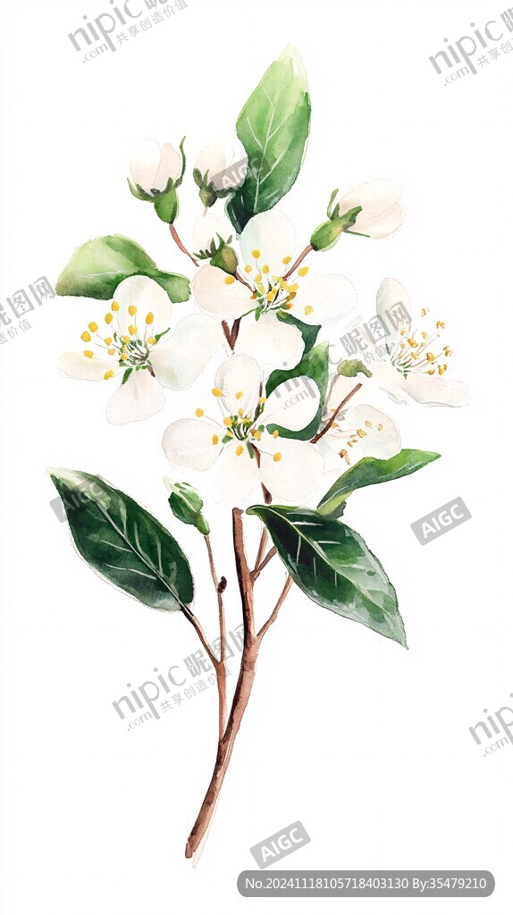 苹果花插画