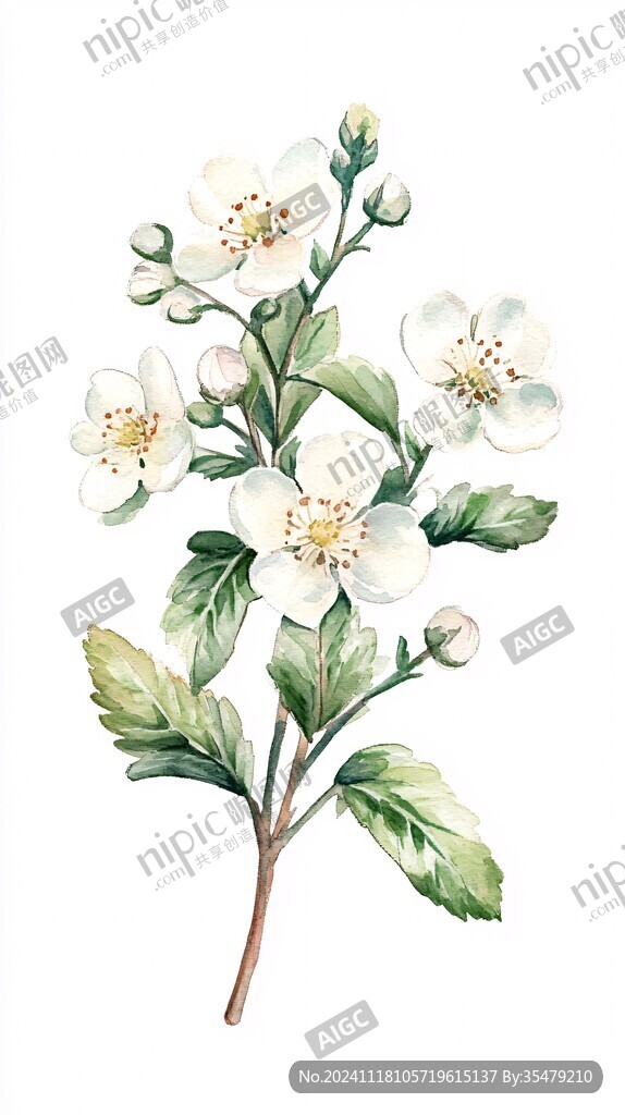 苹果花插画