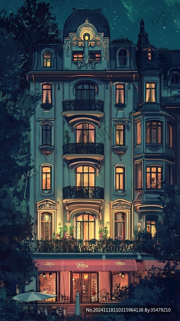 欧美风格建筑夜景