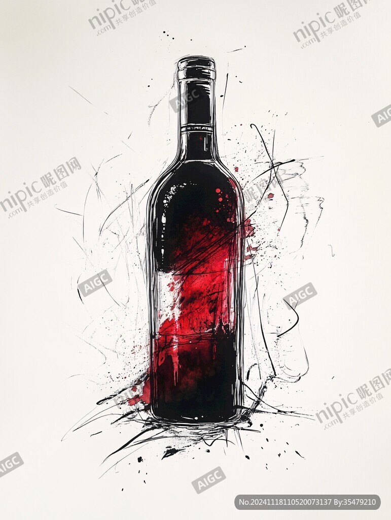 红酒插画