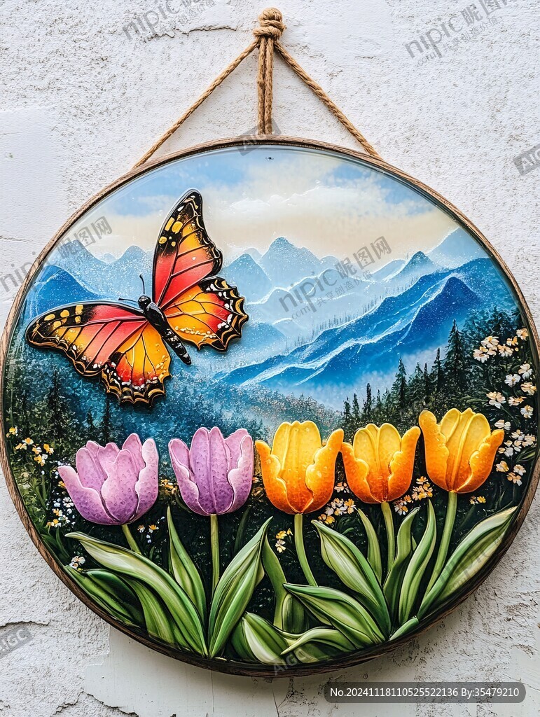圆形灯箱壁画