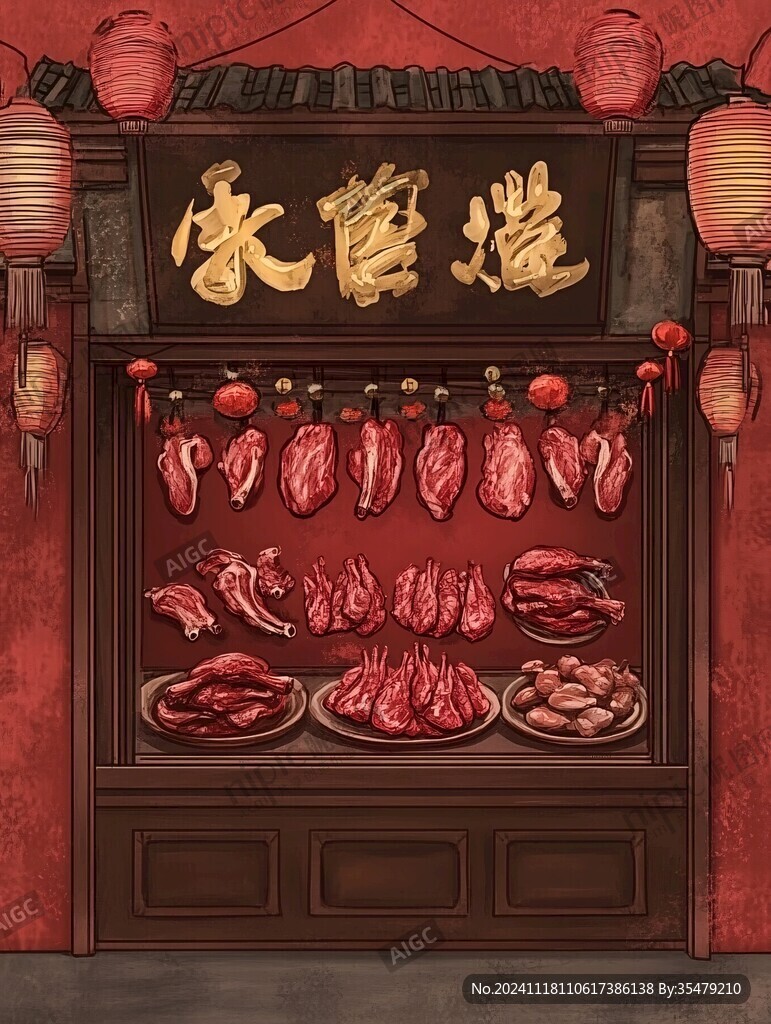 腌卤店插画