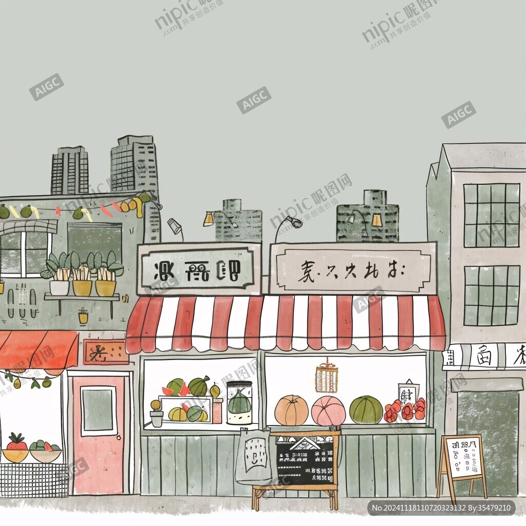 街边小店插画