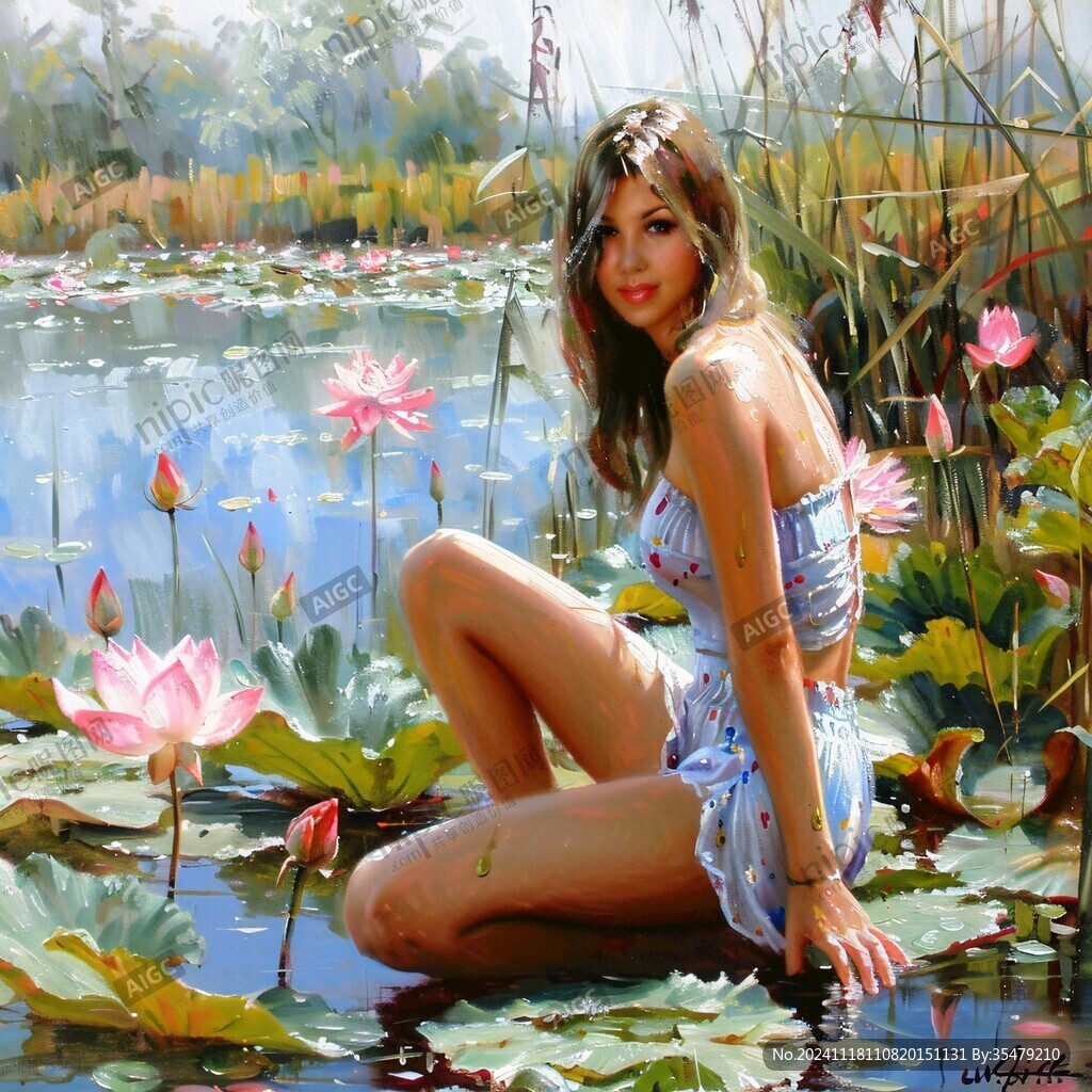 美女人物油画
