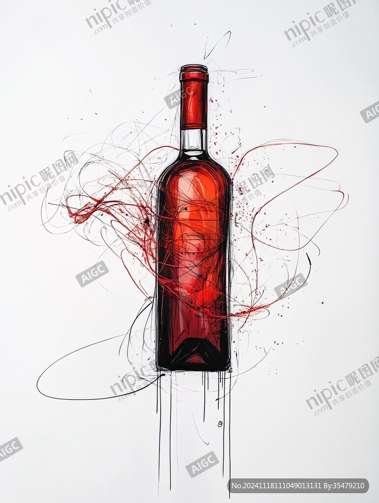 酒瓶抽象线条