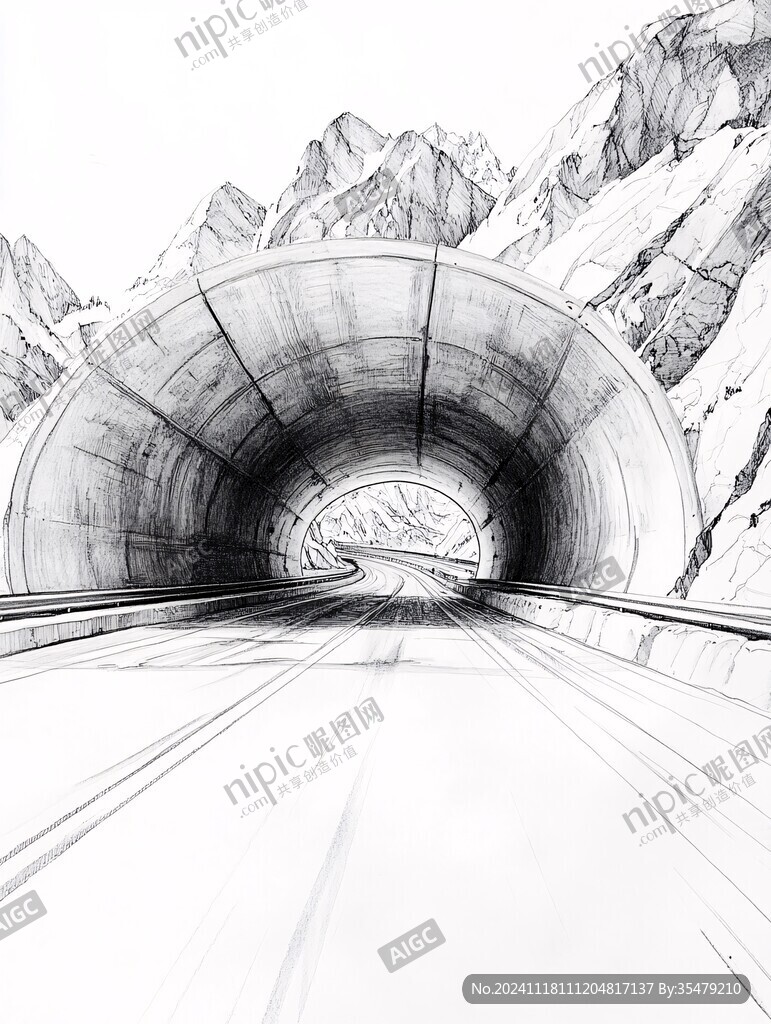 深中通道素描插画
