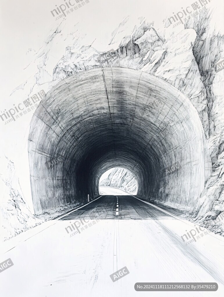 深中通道素描插画