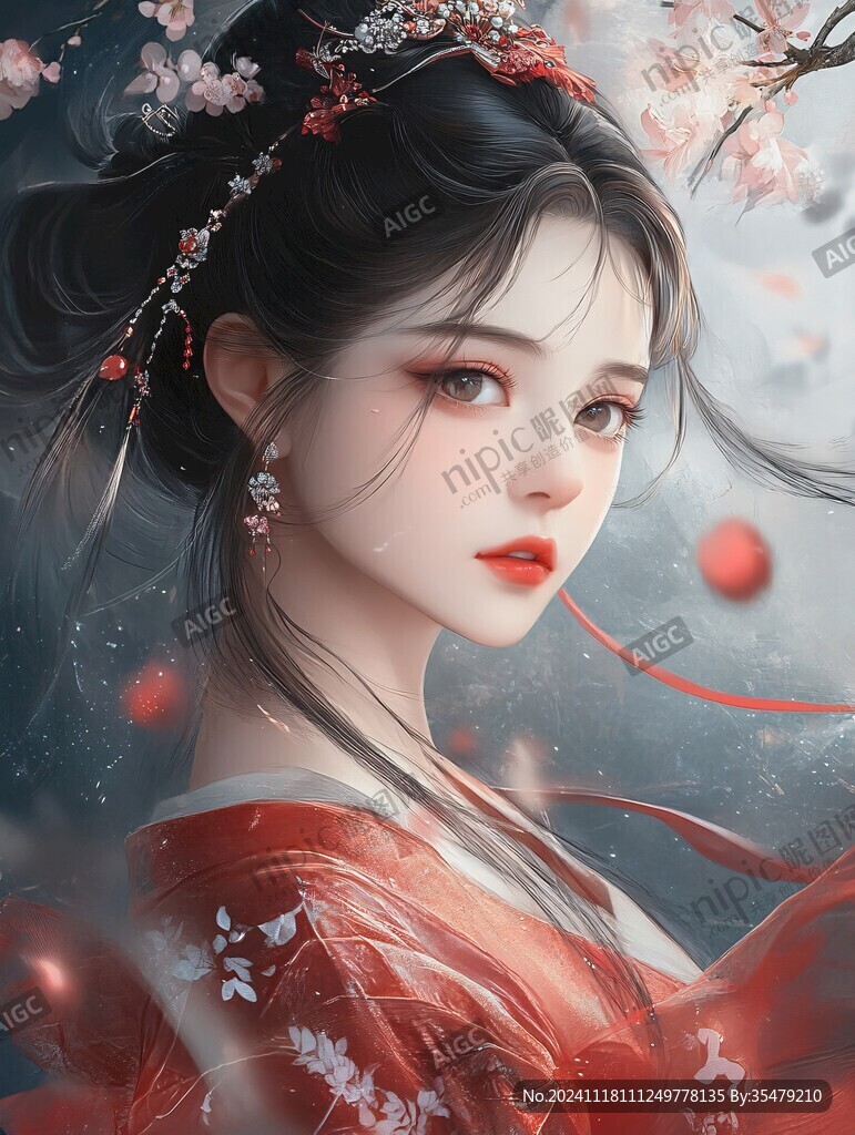 红衣少女设计古风