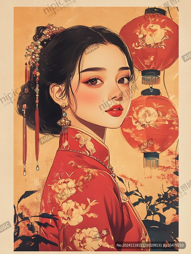 古风美女过年