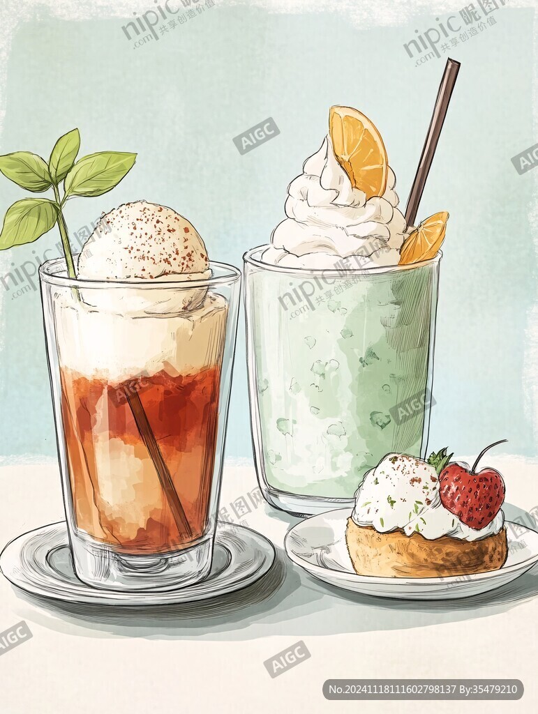 夏季冰饮插画