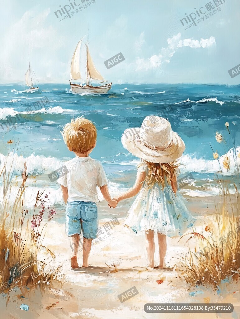 浪漫海边插画