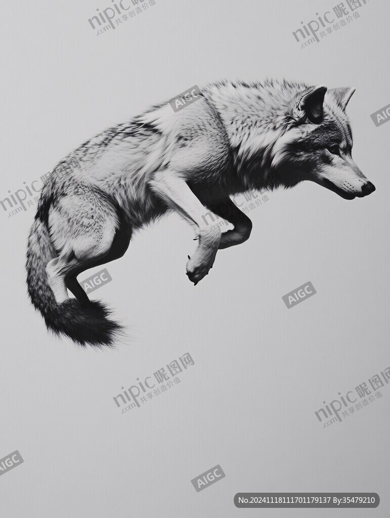 手绘奔跑的狼