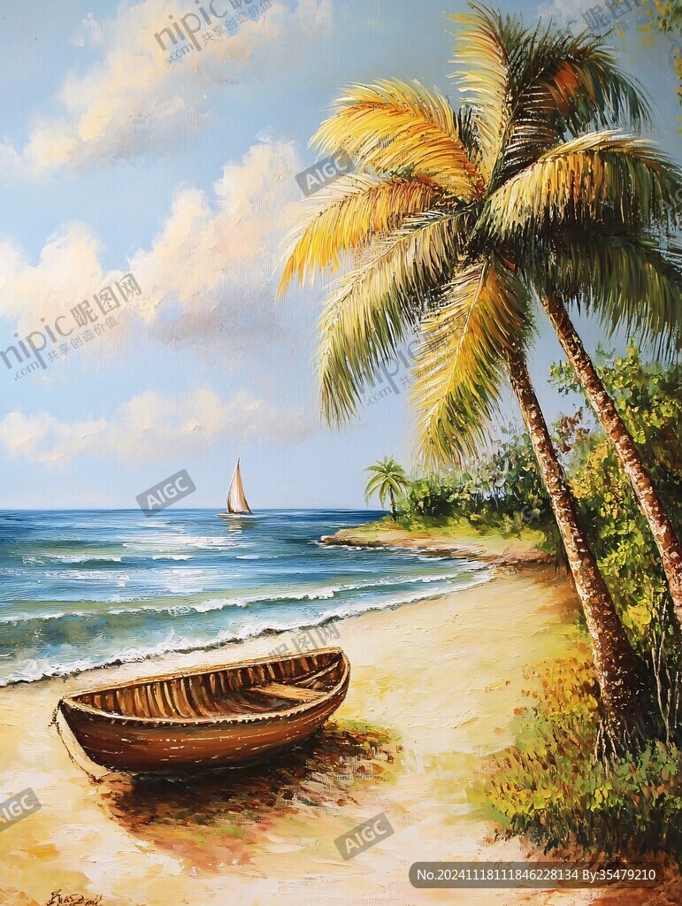 一帆风顺油画