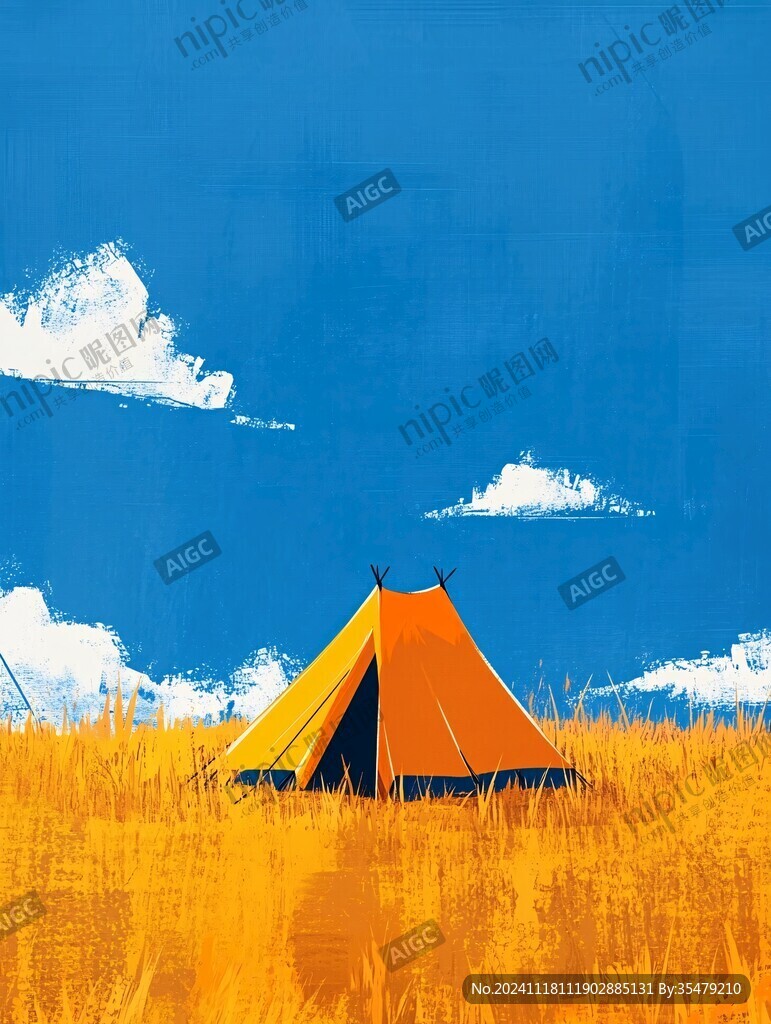 帐篷户外插画