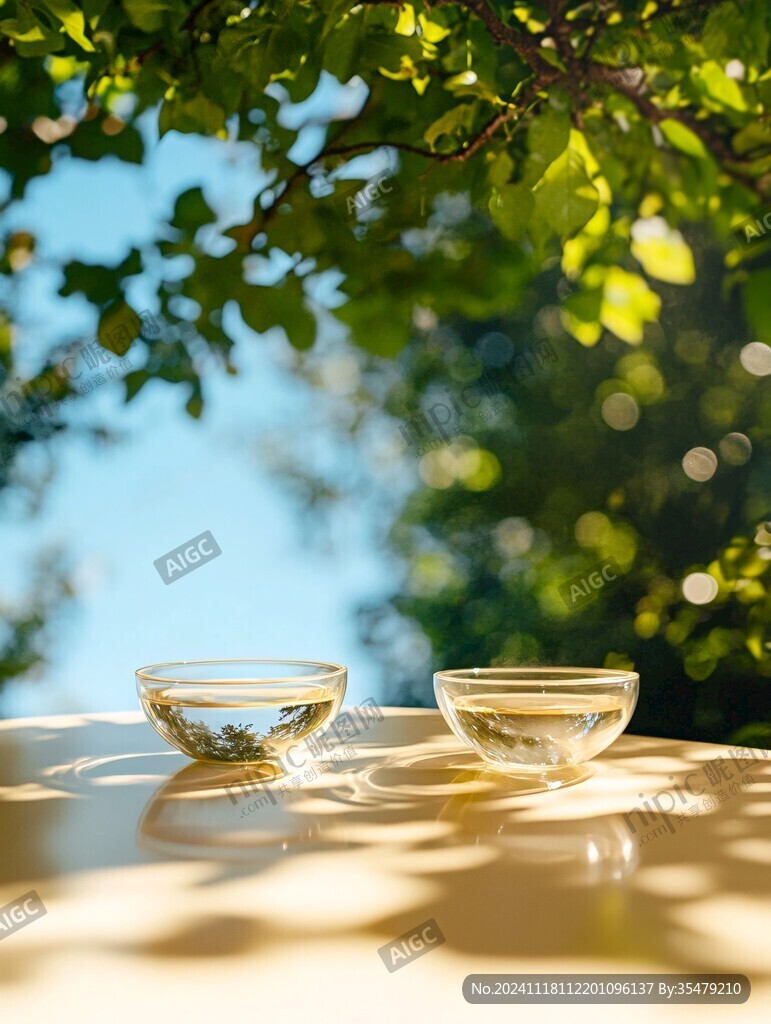 阳光下的茶具