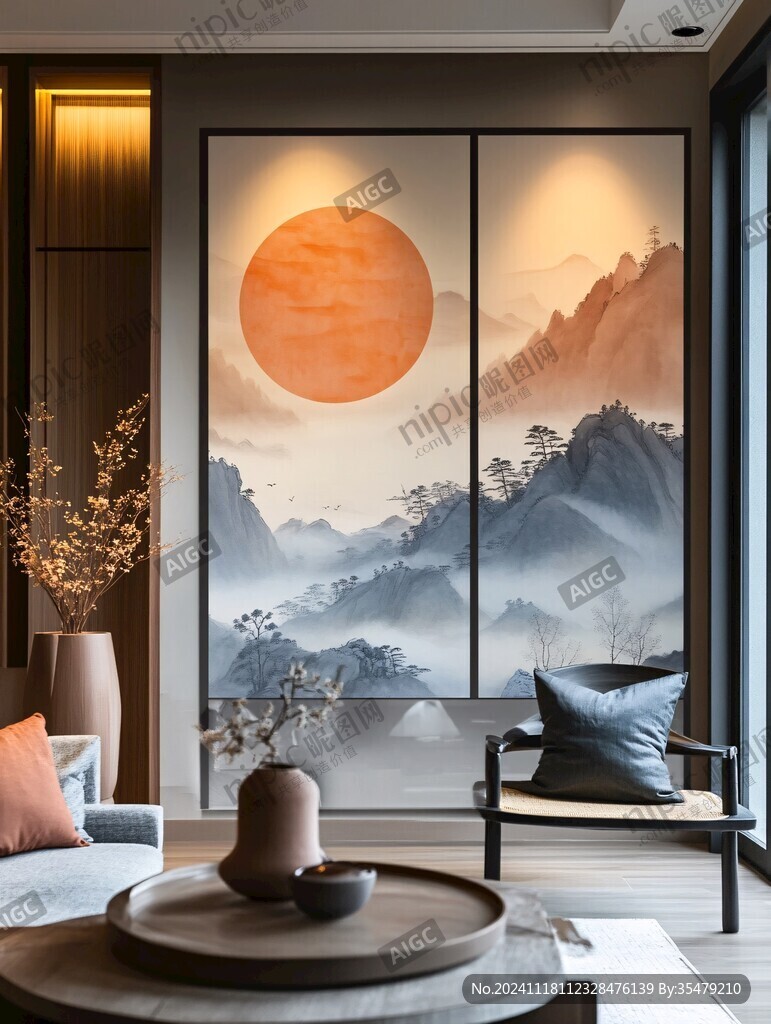 新中禅意山水岩彩画