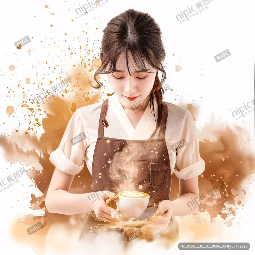 制作奶茶的女孩