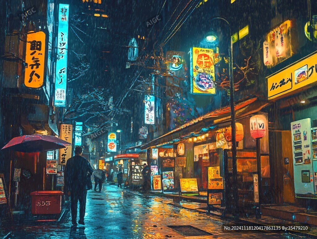 雨雪天的夜景