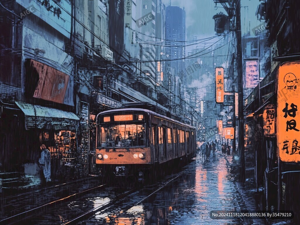 雨巷插画