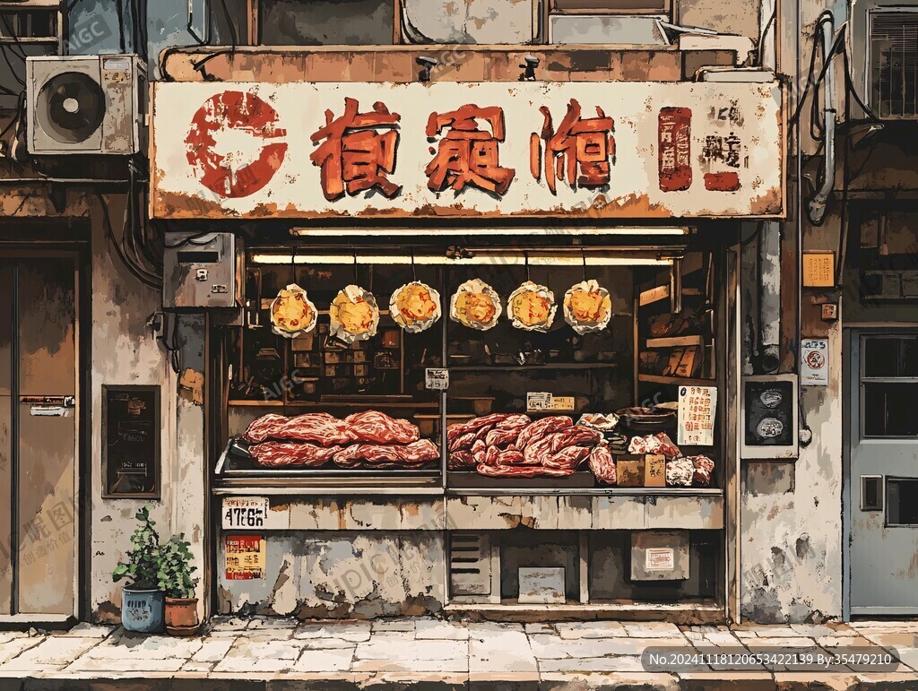 腌卤店插画