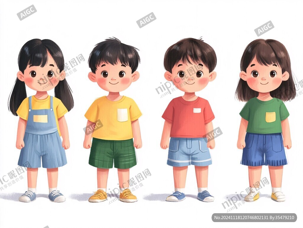儿童全身像插画