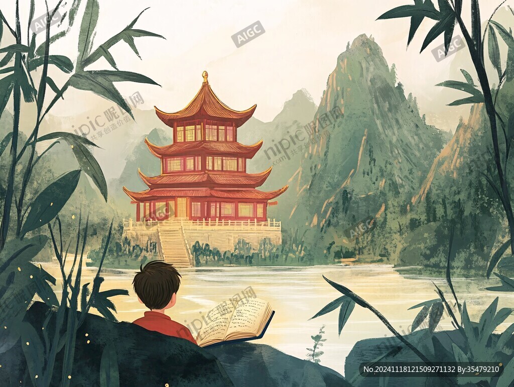 爱晚亭插画