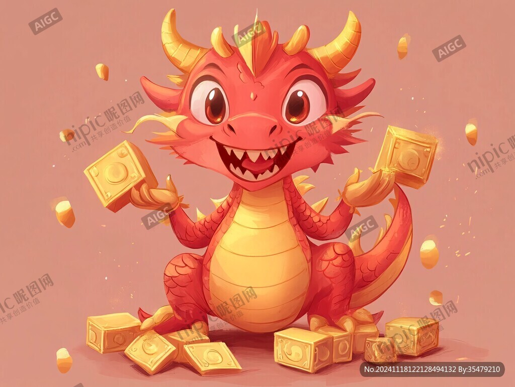 拿元宝的龙插画