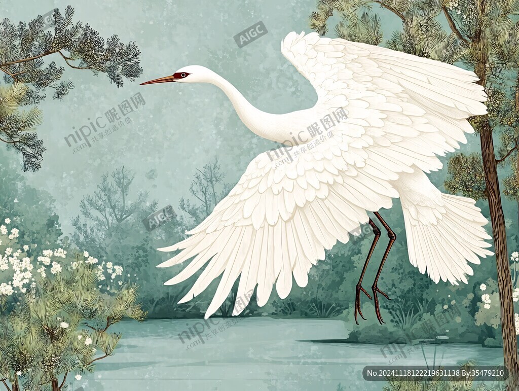 白鹤插画