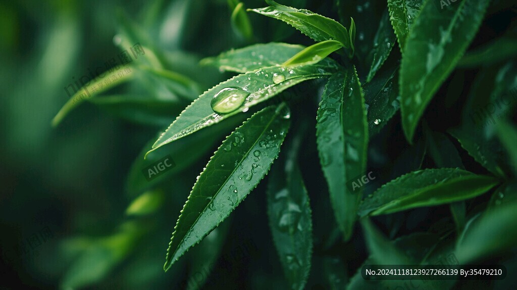 乡村雨中竹叶