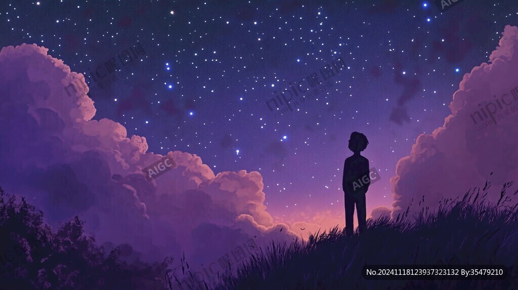 美好的夜晚插画