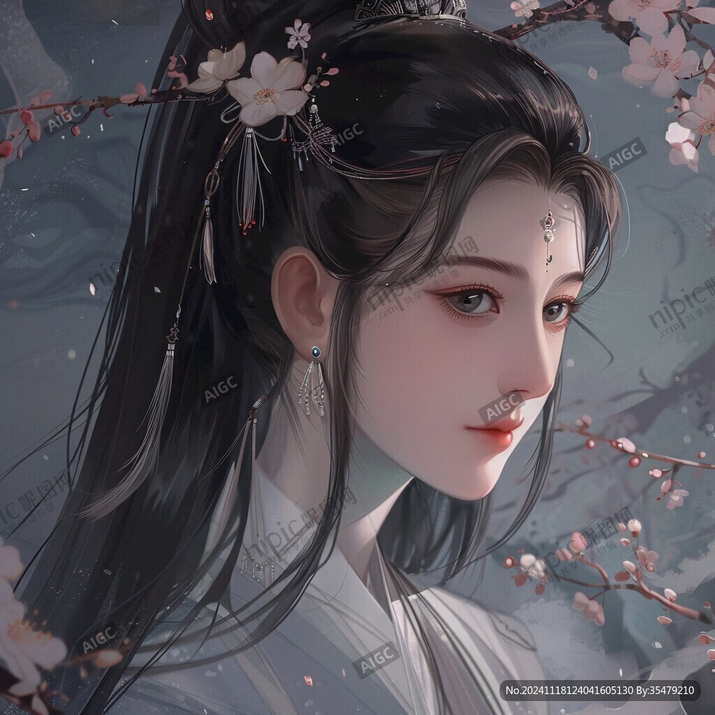 古风美女头像插画封面
