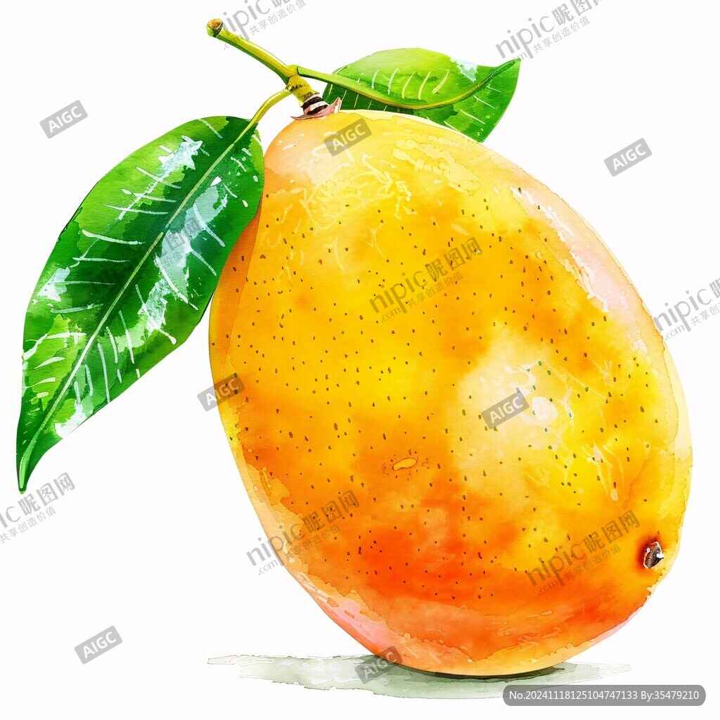 手绘水彩芒果水果
