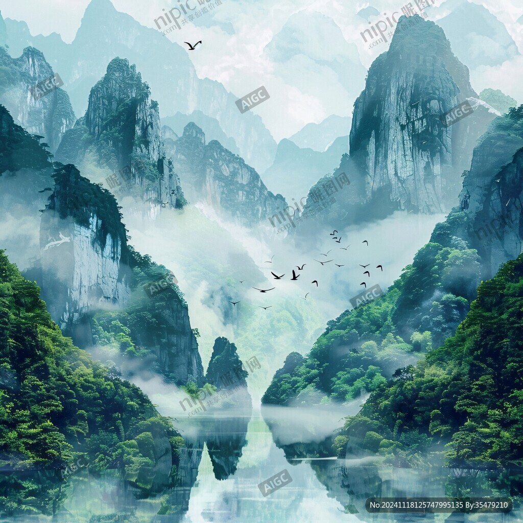 3d渲染山水画