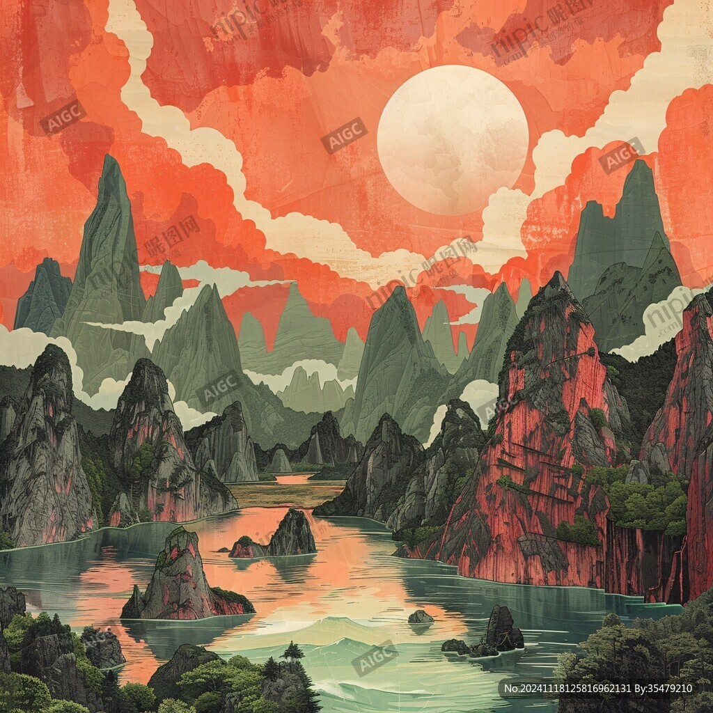 瞿塘峡插画