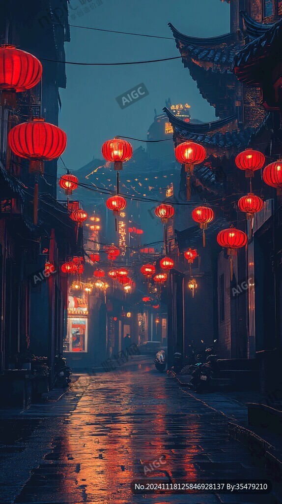 古街阴雨天