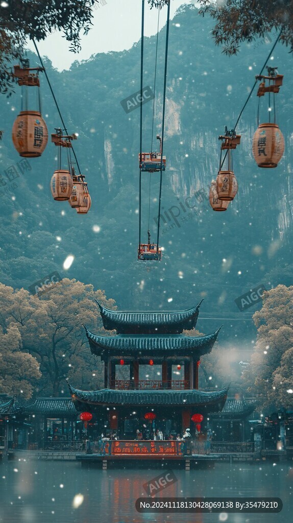 山水楼阁雅致意境风